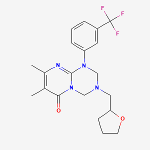 molecular formula C20H23F3N4O2 B11025653 7,8-dimethyl-3-(tetrahydrofuran-2-ylmethyl)-1-[3-(trifluoromethyl)phenyl]-1,2,3,4-tetrahydro-6H-pyrimido[1,2-a][1,3,5]triazin-6-one 