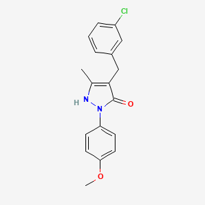 molecular formula C18H17ClN2O2 B11025685 4-(3-chlorobenzyl)-1-(4-methoxyphenyl)-3-methyl-1H-pyrazol-5-ol 