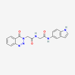 molecular formula C19H16N6O3 B11025693 N-1H-indol-5-yl-N~2~-[(4-oxo-1,2,3-benzotriazin-3(4H)-yl)acetyl]glycinamide 