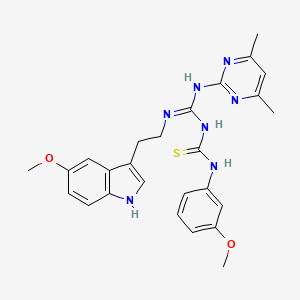 1-[(E)-[(4,6-dimethylpyrimidin-2-yl)amino]{[2-(5-methoxy-1H-indol-3-yl)ethyl]amino}methylidene]-3-(3-methoxyphenyl)thiourea