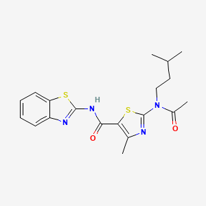 molecular formula C19H22N4O2S2 B11025774 2-[acetyl(3-methylbutyl)amino]-N-[(2E)-1,3-benzothiazol-2(3H)-ylidene]-4-methyl-1,3-thiazole-5-carboxamide 