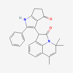 molecular formula C27H24N2O2 B11025795 4,4,6-trimethyl-1-(4-oxo-2-phenyl-1,4,5,6-tetrahydrocyclopenta[b]pyrrol-3-yl)-4H-pyrrolo[3,2,1-ij]quinolin-2(1H)-one 