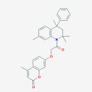 molecular formula C31H31NO4 B11025822 4-Methyl-7-{2-oxo-2-[2,2,4,7-tetramethyl-4-phenyl-3,4-dihydro-1(2H)-quinolinyl]ethoxy}-2H-chromen-2-one 