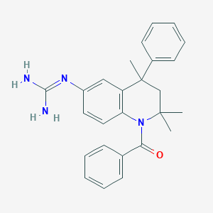 molecular formula C26H28N4O B11025825 N-(1-Benzoyl-2,2,4-trimethyl-4-phenyl-1,2,3,4-tetrahydro-6-quinolinyl)guanidine 