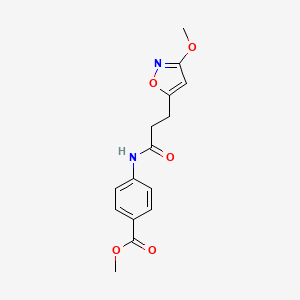 molecular formula C15H16N2O5 B11025827 Methyl 4-{[3-(3-methoxy-1,2-oxazol-5-yl)propanoyl]amino}benzoate 