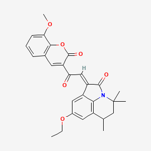 molecular formula C28H27NO6 B11025850 (1E)-8-ethoxy-1-[2-(8-methoxy-2-oxo-2H-chromen-3-yl)-2-oxoethylidene]-4,4,6-trimethyl-5,6-dihydro-4H-pyrrolo[3,2,1-ij]quinolin-2(1H)-one 