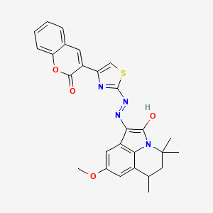 8-Methoxy-4,4,6-trimethyl-1-{[4-(2-oxo-2H-chromen-3-YL)-1,3-thiazol-2-YL]hydrazono}-5,6-dihydro-4H-pyrrolo[3,2,1-IJ]quinolin-2(1H)-one