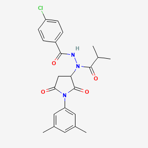 4-chloro-N'-[1-(3,5-dimethylphenyl)-2,5-dioxopyrrolidin-3-yl]-N'-(2-methylpropanoyl)benzohydrazide