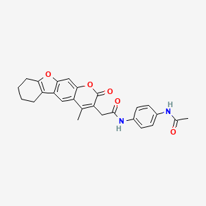 N-[4-(acetylamino)phenyl]-2-(4-methyl-2-oxo-6,7,8,9-tetrahydro-2H-[1]benzofuro[3,2-g]chromen-3-yl)acetamide