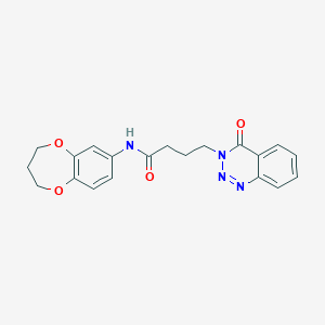 molecular formula C20H20N4O4 B11026077 N-(3,4-dihydro-2H-1,5-benzodioxepin-7-yl)-4-(4-oxo-1,2,3-benzotriazin-3(4H)-yl)butanamide 