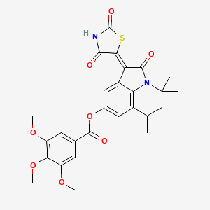 molecular formula C27H26N2O8S B11026158 (1Z)-1-(2,4-dioxo-1,3-thiazolidin-5-ylidene)-4,4,6-trimethyl-2-oxo-1,2,5,6-tetrahydro-4H-pyrrolo[3,2,1-ij]quinolin-8-yl 3,4,5-trimethoxybenzoate 