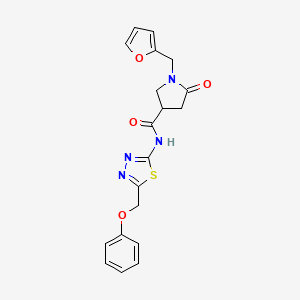 1-(furan-2-ylmethyl)-5-oxo-N-[(2E)-5-(phenoxymethyl)-1,3,4-thiadiazol-2(3H)-ylidene]pyrrolidine-3-carboxamide