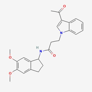 3-(3-acetyl-1H-indol-1-yl)-N-(5,6-dimethoxy-2,3-dihydro-1H-inden-1-yl)propanamide