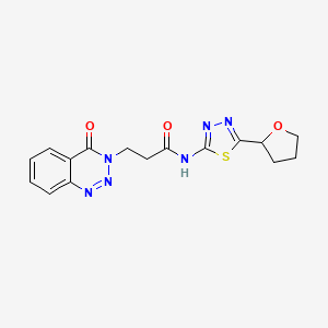 3-(4-oxo-1,2,3-benzotriazin-3(4H)-yl)-N-[(2Z)-5-(tetrahydrofuran-2-yl)-1,3,4-thiadiazol-2(3H)-ylidene]propanamide