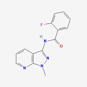 molecular formula C14H11FN4O B11026346 2-fluoro-N-(1-methyl-1H-pyrazolo[3,4-b]pyridin-3-yl)benzamide 