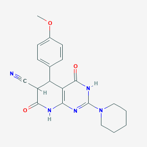 5-(4-Methoxyphenyl)-4,7-dioxo-2-(piperidin-1-yl)-3,4,5,6,7,8-hexahydropyrido[2,3-d]pyrimidine-6-carbonitrile