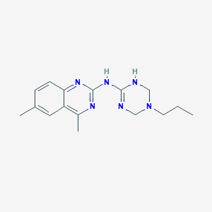 molecular formula C16H22N6 B11026441 4,6-dimethyl-N-(5-propyl-1,4,5,6-tetrahydro-1,3,5-triazin-2-yl)quinazolin-2-amine 