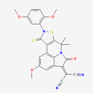 2-[9-(2,5-Dimethoxyphenyl)-2-methoxy-7,7-dimethyl-5-oxo-10-thioxo-9,10-dihydro-7H-isothiazolo[5,4-C]pyrrolo[3,2,1-IJ]quinolin-4(5H)-yliden]malononitrile