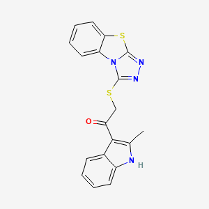 molecular formula C19H14N4OS2 B11026534 1-(2-methyl-1H-indol-3-yl)-2-([1,2,4]triazolo[3,4-b][1,3]benzothiazol-3-ylthio)ethanone 