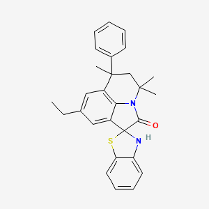 8'-ethyl-4',4',6'-trimethyl-6'-phenyl-5',6'-dihydro-3H,4'H-spiro[1,3-benzothiazole-2,1'-pyrrolo[3,2,1-ij]quinolin]-2'-one