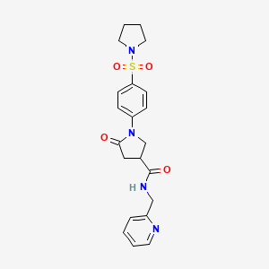 molecular formula C21H24N4O4S B11026571 5-oxo-N-(pyridin-2-ylmethyl)-1-[4-(pyrrolidin-1-ylsulfonyl)phenyl]pyrrolidine-3-carboxamide 