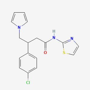 molecular formula C17H16ClN3OS B11026644 3-(4-chlorophenyl)-4-(1H-pyrrol-1-yl)-N-(1,3-thiazol-2-yl)butanamide 