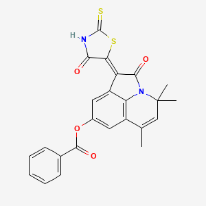 (1Z)-4,4,6-trimethyl-2-oxo-1-(4-oxo-2-thioxo-1,3-thiazolidin-5-ylidene)-1,2-dihydro-4H-pyrrolo[3,2,1-ij]quinolin-8-yl benzoate