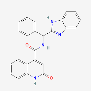 molecular formula C24H18N4O2 B11026687 N-[1H-benzimidazol-2-yl(phenyl)methyl]-2-hydroxyquinoline-4-carboxamide 