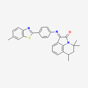 (1Z)-4,4,6-trimethyl-1-{[4-(6-methyl-1,3-benzothiazol-2-yl)phenyl]imino}-5,6-dihydro-4H-pyrrolo[3,2,1-ij]quinolin-2(1H)-one