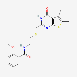 molecular formula C19H21N3O3S2 B11026793 N-(2-{[(4-hydroxy-5,6-dimethylthieno[2,3-d]pyrimidin-2-yl)methyl]sulfanyl}ethyl)-2-methoxybenzamide 