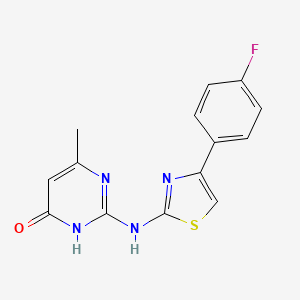 molecular formula C14H11FN4OS B11026798 2-{[4-(4-Fluorophenyl)-1,3-thiazol-2-YL]amino}-6-methyl-4(3H)-pyrimidinone 