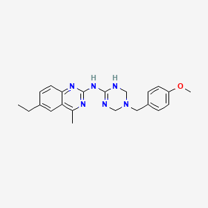 6-ethyl-N-[5-(4-methoxybenzyl)-1,4,5,6-tetrahydro-1,3,5-triazin-2-yl]-4-methylquinazolin-2-amine