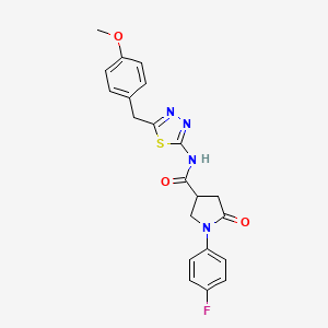 molecular formula C21H19FN4O3S B11026861 1-(4-fluorophenyl)-N-[(2E)-5-(4-methoxybenzyl)-1,3,4-thiadiazol-2(3H)-ylidene]-5-oxopyrrolidine-3-carboxamide 