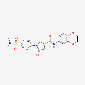 molecular formula C21H23N3O6S B11026867 N-(2,3-dihydro-1,4-benzodioxin-6-yl)-1-[4-(dimethylsulfamoyl)phenyl]-5-oxopyrrolidine-3-carboxamide 