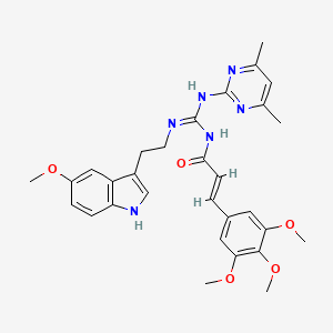 molecular formula C30H34N6O5 B11026925 (2E)-N-[(E)-[(4,6-dimethylpyrimidin-2-yl)amino]{[2-(5-methoxy-1H-indol-3-yl)ethyl]amino}methylidene]-3-(3,4,5-trimethoxyphenyl)prop-2-enamide 