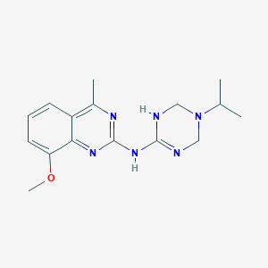 molecular formula C16H22N6O B11026948 8-methoxy-4-methyl-N-[5-(propan-2-yl)-1,4,5,6-tetrahydro-1,3,5-triazin-2-yl]quinazolin-2-amine 