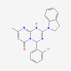 4-(2-chlorophenyl)-2-(2,3-dihydro-1H-indol-1-yl)-8-methyl-1,4-dihydro-6H-pyrimido[1,2-a][1,3,5]triazin-6-one