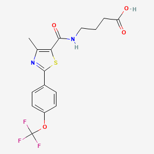 molecular formula C16H15F3N2O4S B11027009 4-[({4-Methyl-2-[4-(trifluoromethoxy)phenyl]-1,3-thiazol-5-yl}carbonyl)amino]butanoic acid 