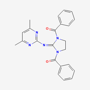 molecular formula C23H21N5O2 B11027108 {3-Benzoyl-2-[(4,6-dimethyl-2-pyrimidinyl)imino]-1-imidazolidinyl}(phenyl)methanone 