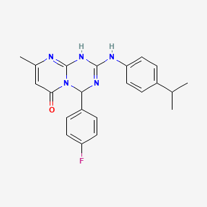 molecular formula C22H22FN5O B11027120 4-(4-fluorophenyl)-2-[(4-isopropylphenyl)amino]-8-methyl-1,4-dihydro-6H-pyrimido[1,2-a][1,3,5]triazin-6-one 