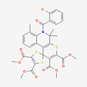 molecular formula C32H28BrNO9S3 B11027187 Tetramethyl 6'-(2-bromobenzoyl)-5',5',7'-trimethyl-5',6'-dihydrospiro[1,3-dithiole-2,1'-thiopyrano[2,3-c]quinoline]-2',3',4,5-tetracarboxylate 