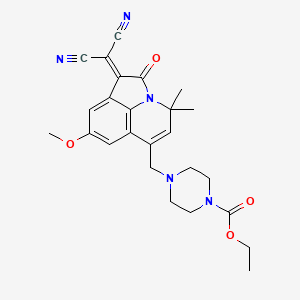 Ethyl 4-{[1-(dicyanomethylene)-8-methoxy-4,4-dimethyl-2-oxo-1,2-dihydro-4H-pyrrolo[3,2,1-IJ]quinolin-6-YL]methyl}tetrahydro-1(2H)-pyrazinecarboxylate