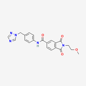 molecular formula C21H19N5O4 B11027203 2-(2-methoxyethyl)-1,3-dioxo-N-[4-(1H-1,2,4-triazol-1-ylmethyl)phenyl]-2,3-dihydro-1H-isoindole-5-carboxamide 