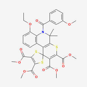 Tetramethyl 7'-ethoxy-6'-(3-methoxybenzoyl)-5',5'-dimethyl-5',6'-dihydrospiro[1,3-dithiole-2,1'-thiopyrano[2,3-C]quinoline]-2',3',4,5-tetracarboxylate