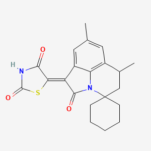 molecular formula C21H22N2O3S B11027288 (5Z)-5-(6',8'-dimethyl-2'-oxo-5',6'-dihydrospiro[cyclohexane-1,4'-pyrrolo[3,2,1-ij]quinolin]-1'(2'H)-ylidene)-1,3-thiazolidine-2,4-dione 