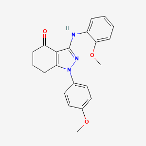 molecular formula C21H21N3O3 B11027295 1-(4-methoxyphenyl)-3-[(2-methoxyphenyl)amino]-1,5,6,7-tetrahydro-4H-indazol-4-one 