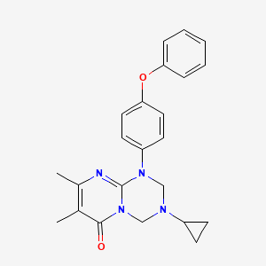 molecular formula C23H24N4O2 B11027337 3-cyclopropyl-7,8-dimethyl-1-(4-phenoxyphenyl)-1,2,3,4-tetrahydro-6H-pyrimido[1,2-a][1,3,5]triazin-6-one 