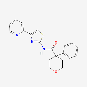 molecular formula C20H19N3O2S B11027415 4-phenyl-N-[(2E)-4-(pyridin-2-yl)-1,3-thiazol-2(3H)-ylidene]tetrahydro-2H-pyran-4-carboxamide 