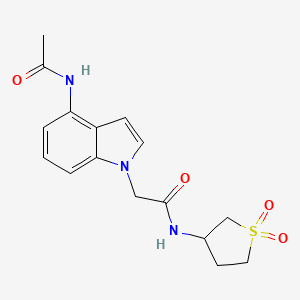 molecular formula C16H19N3O4S B11027458 2-[4-(acetylamino)-1H-indol-1-yl]-N-(1,1-dioxidotetrahydrothiophen-3-yl)acetamide 