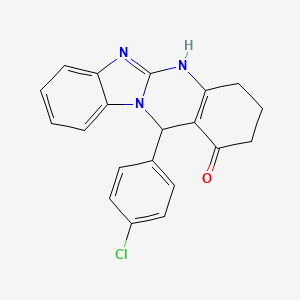 molecular formula C20H16ClN3O B11027459 12-(4-chlorophenyl)-3,4,5,12-tetrahydrobenzimidazo[2,1-b]quinazolin-1(2H)-one 